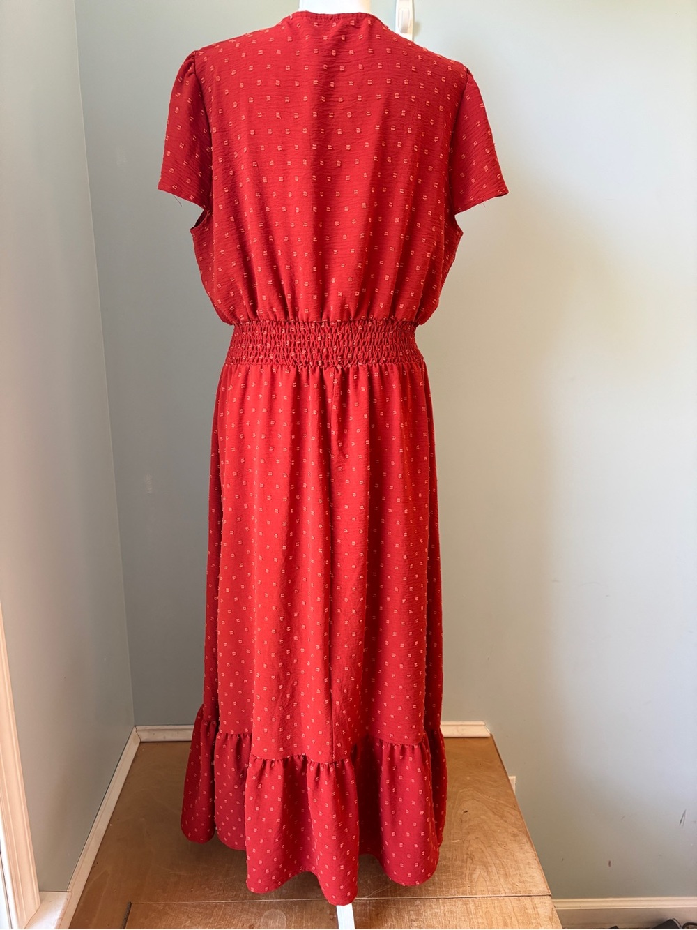 Orange Short-Sleeve Smocked-Waist Maxi Dress - Size XL - Picture 2 of 11